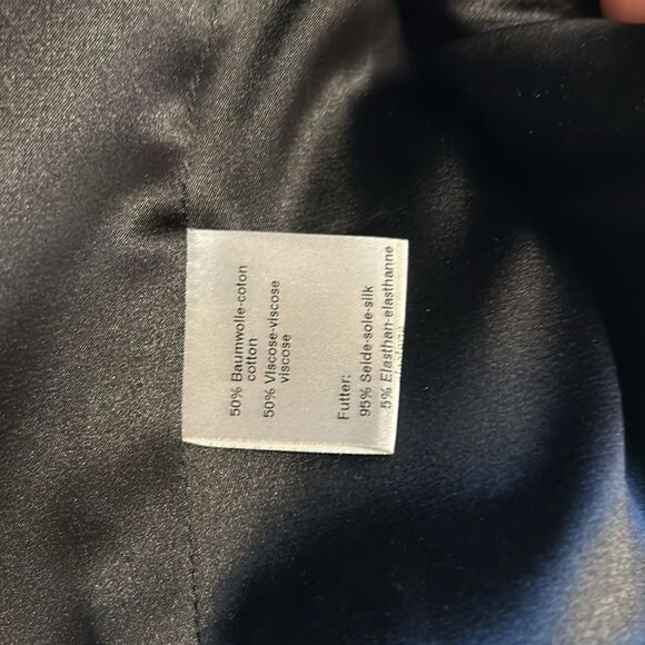 Akris Blazer Jacket Cropped Structured Collarless Shine Woven Twill Moto Size 10 - Picture 8 of 11